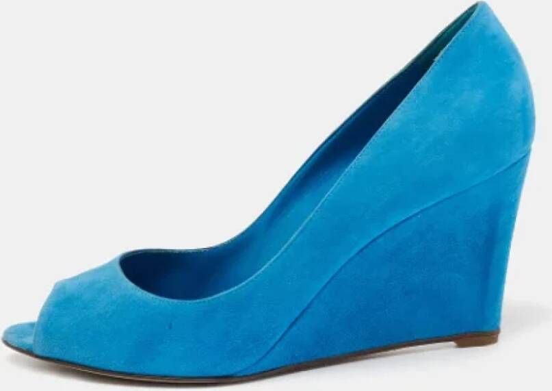 Sergio Rossi Pre-owned Suede heels Blue Dames