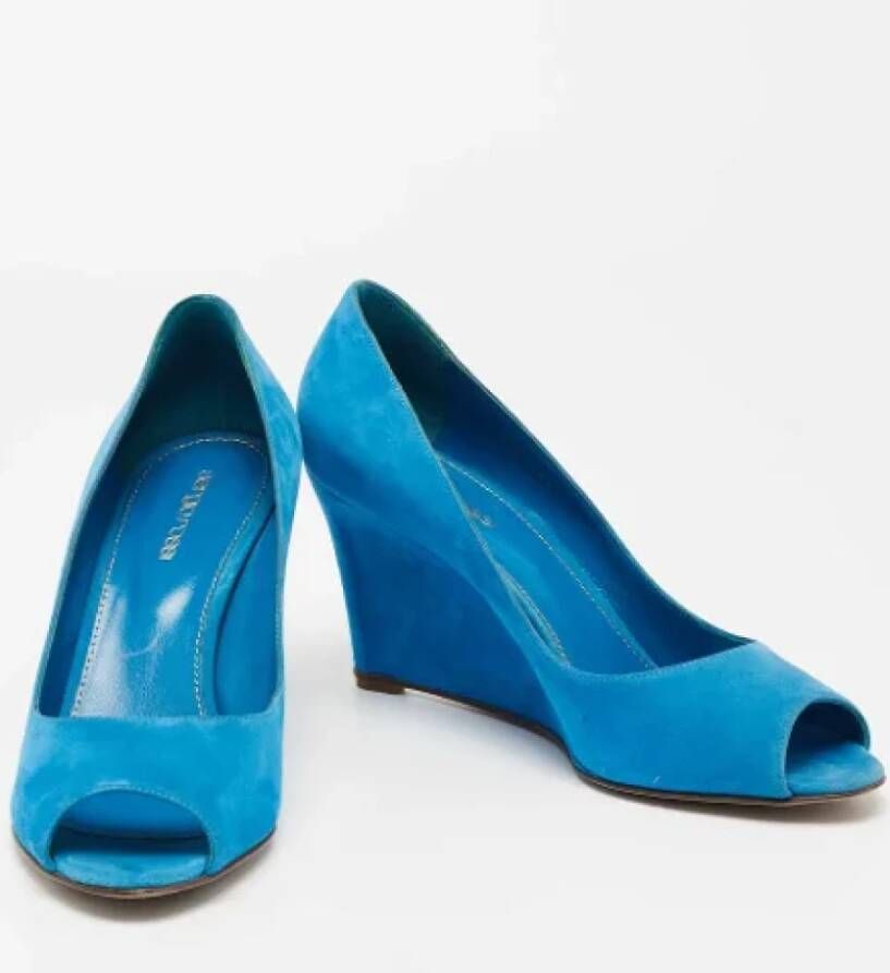 Sergio Rossi Pre-owned Suede heels Blue Dames