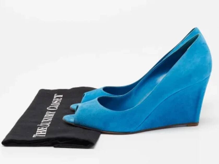 Sergio Rossi Pre-owned Suede heels Blue Dames