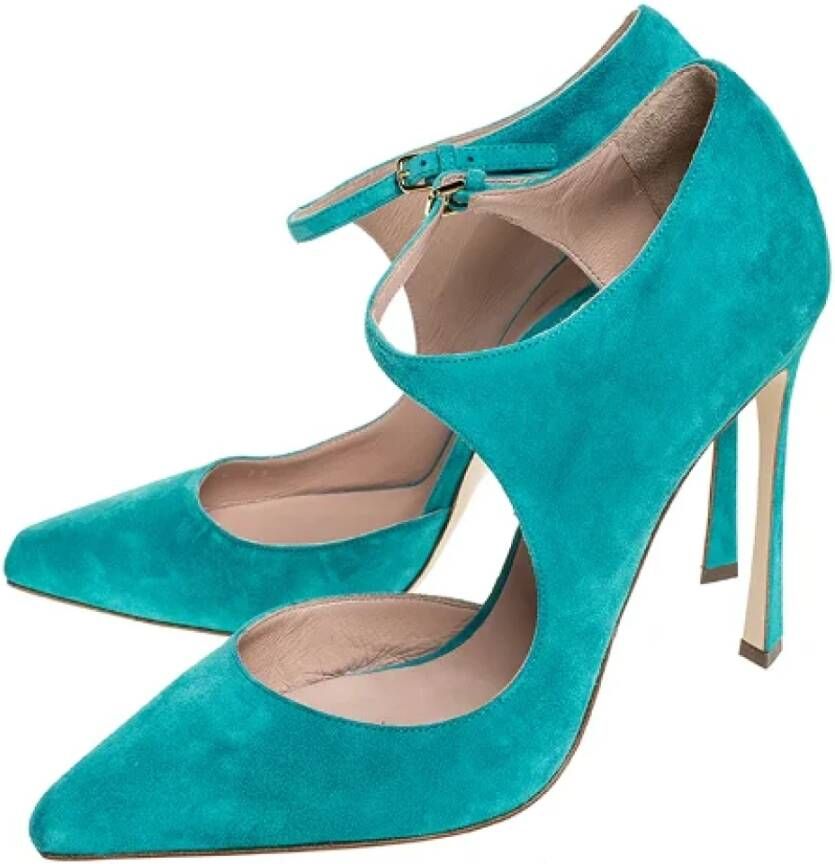 Sergio Rossi Pre-owned Suede heels Blue Dames