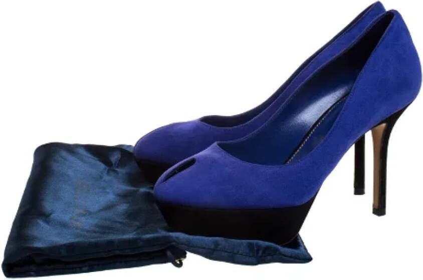 Sergio Rossi Pre-owned Suede heels Blue Dames