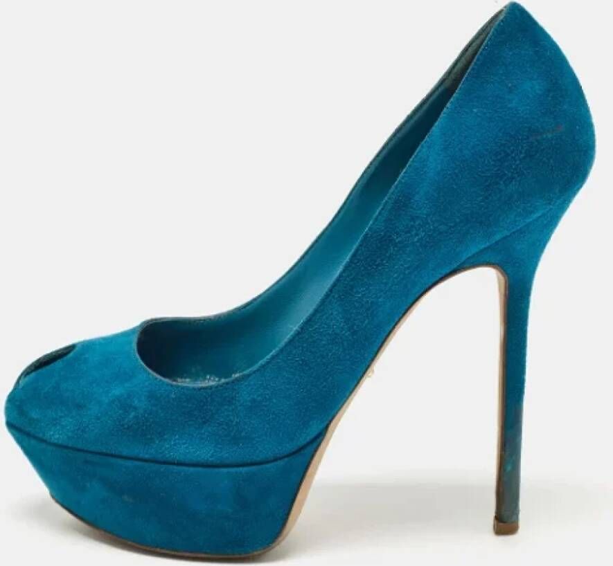 Sergio Rossi Pre-owned Suede heels Blue Dames