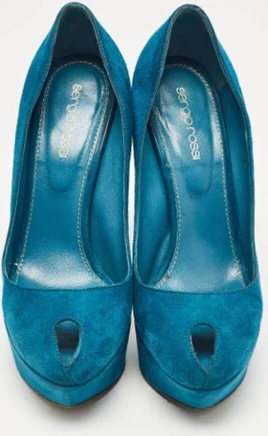 Sergio Rossi Pre-owned Suede heels Blue Dames