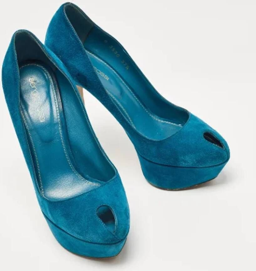 Sergio Rossi Pre-owned Suede heels Blue Dames