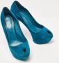 Sergio Rossi Pre-owned Suede heels Blue Dames - Thumbnail 4