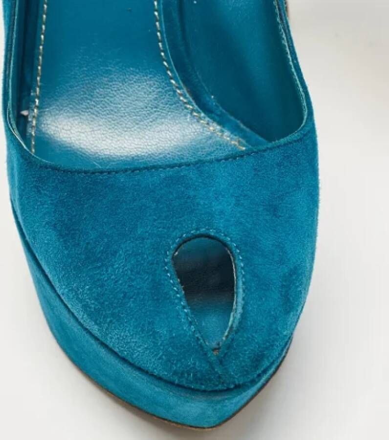 Sergio Rossi Pre-owned Suede heels Blue Dames