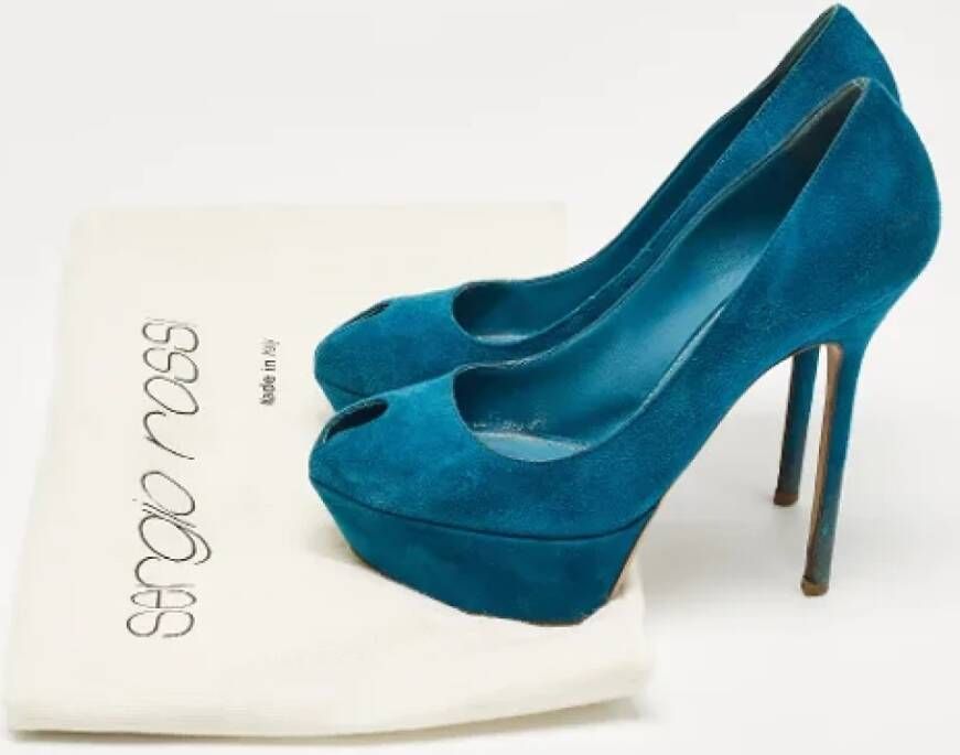 Sergio Rossi Pre-owned Suede heels Blue Dames