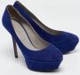 Sergio Rossi Pre-owned Suede heels Blue Dames - Thumbnail 4