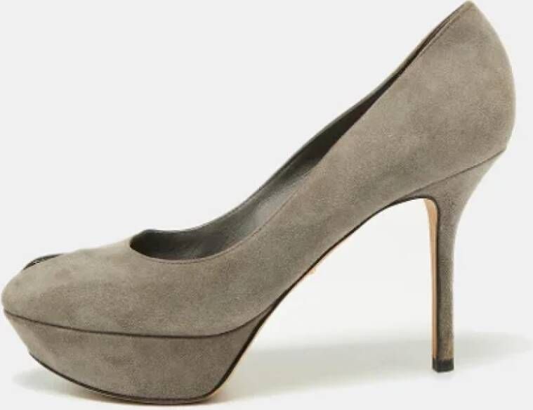 Sergio Rossi Pre-owned Suede heels Gray Dames