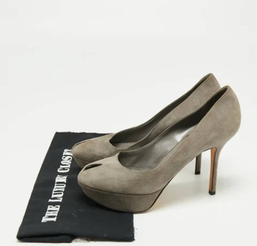 Sergio Rossi Pre-owned Suede heels Gray Dames