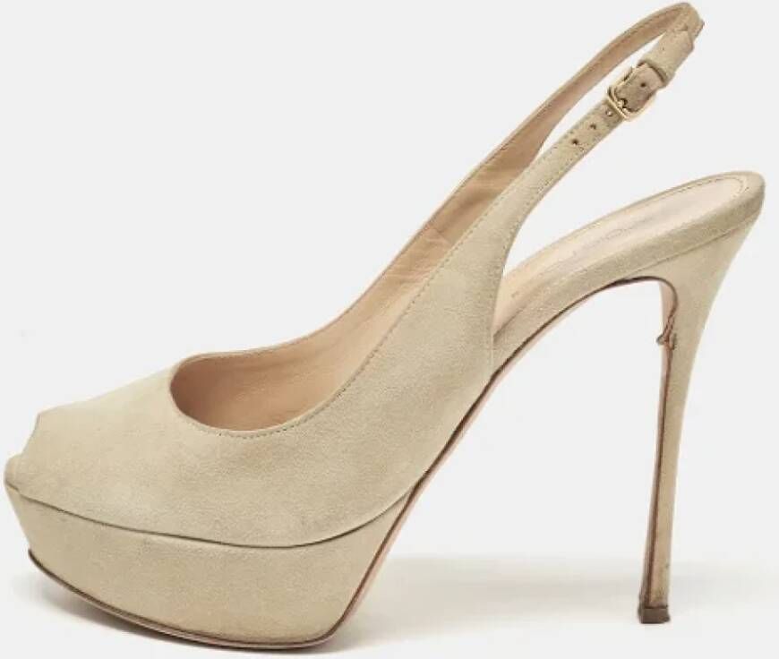 Sergio Rossi Pre-owned Suede heels Gray Dames