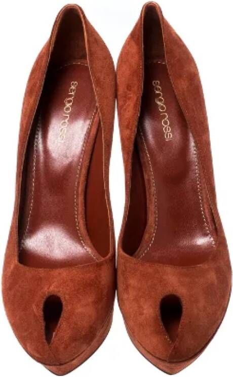 Sergio Rossi Pre-owned Suede heels Orange Dames