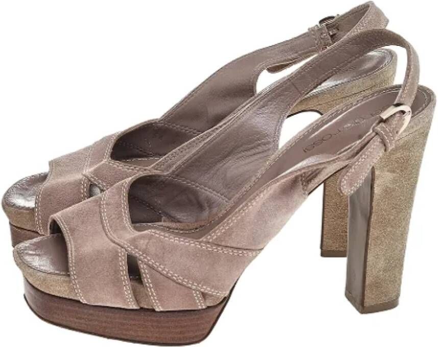 Sergio Rossi Pre-owned Suede sandals Beige Dames