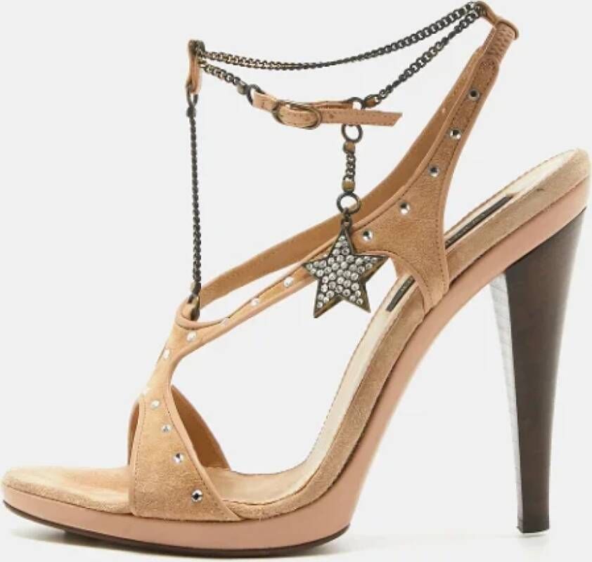 Sergio Rossi Pre-owned Suede sandals Beige Dames