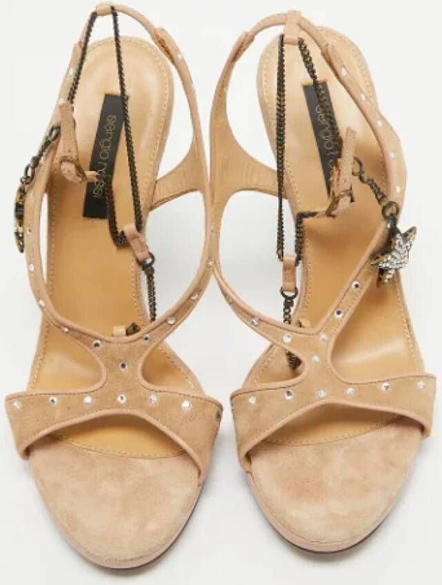Sergio Rossi Pre-owned Suede sandals Beige Dames