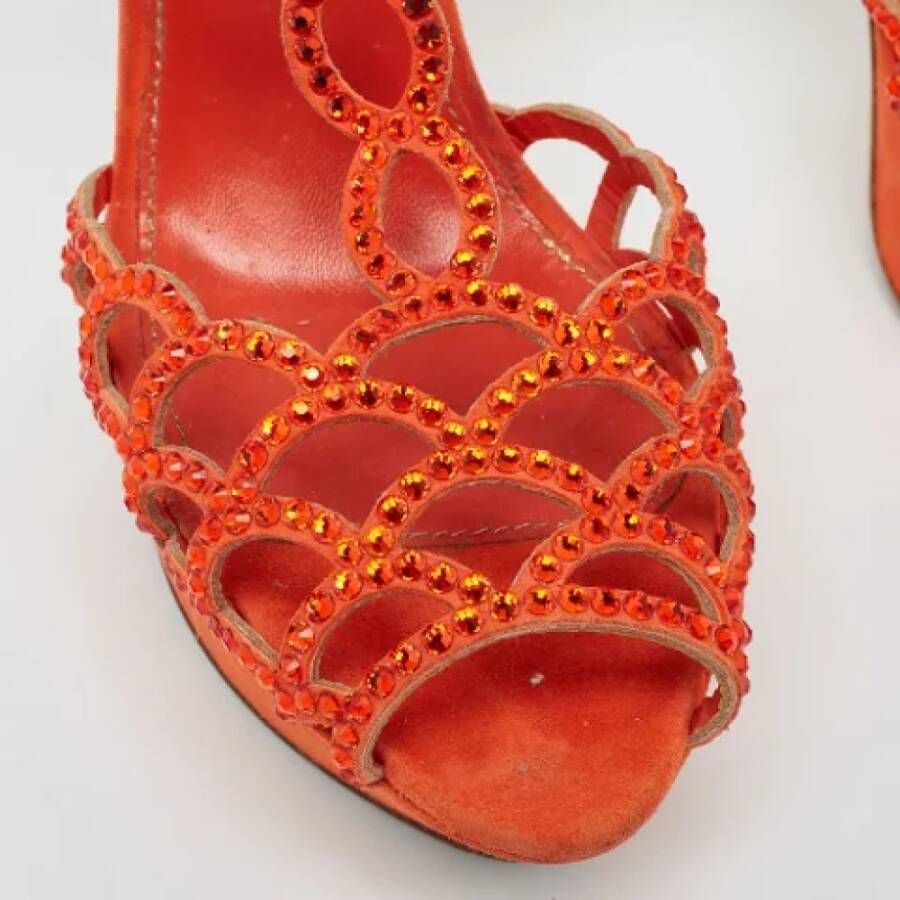 Sergio Rossi Pre-owned Suede sandals Orange Dames
