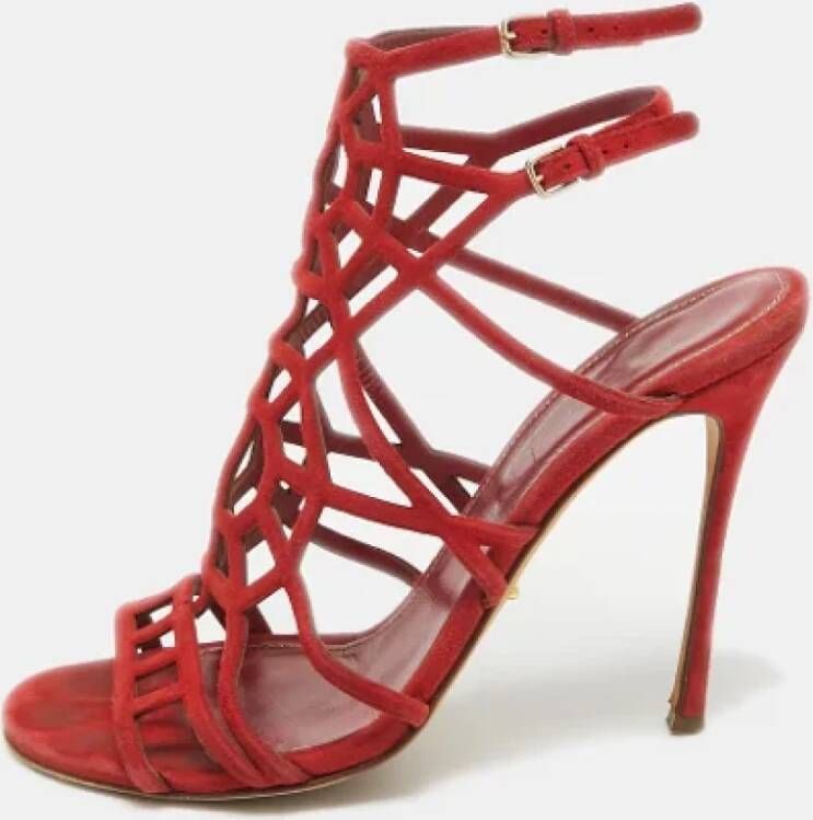 Sergio Rossi Pre-owned Suede sandals Red Dames