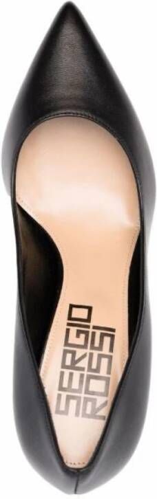 Sergio Rossi Elegante Zwarte Leren Middelhak Pumps Black Dames