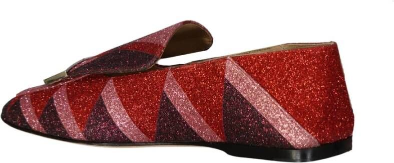 Sergio Rossi Rode Glitter Loafers Damesschoenen