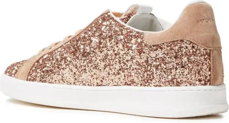 Sergio Rossi Rose Gold Glittered Woven Sneakers