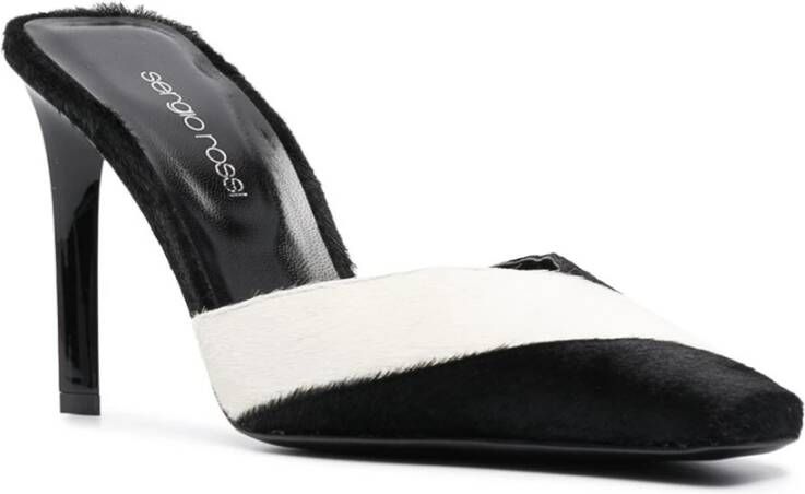 Sergio Rossi Verhoog je schoenenspel met gestreepte leren sandalen Zwart Dames
