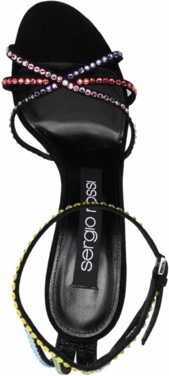 Sergio Rossi Zwarte sandalen met hoge hak en kristallen versiering Zwart Dames