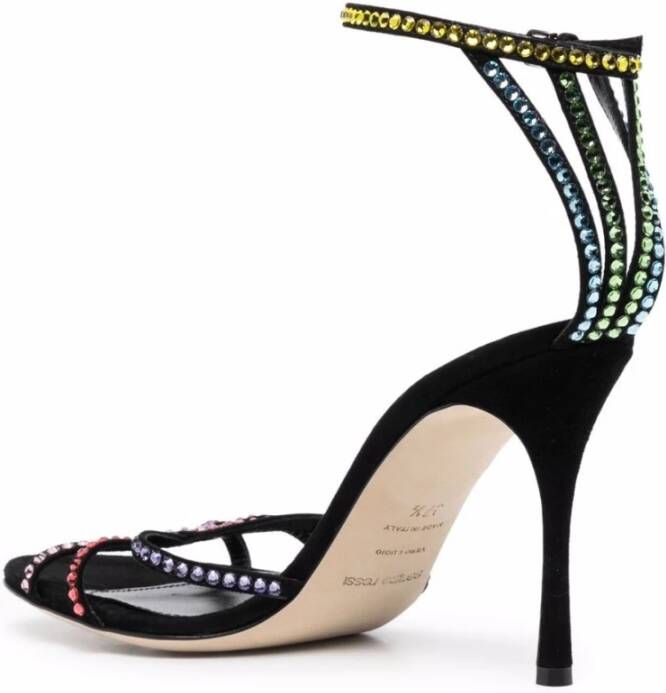 Sergio Rossi Zwarte sandalen met hoge hak en kristallen versiering Zwart Dames