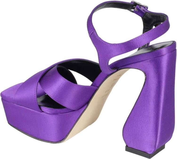 Sergio Rossi Satin Crepe Elegante Hakken Purple Dames