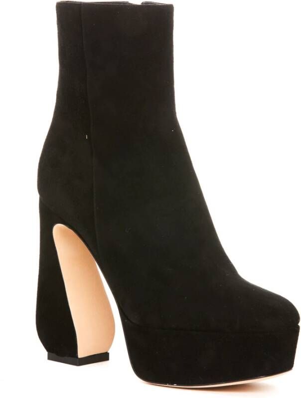 Sergio Rossi Zwarte Dames Pump Booties met Laterale Rits Sluiting Zwart Dames