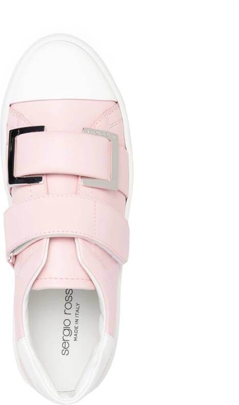 Sergio Rossi Witte en lichtroze leren sneakers Roze Dames
