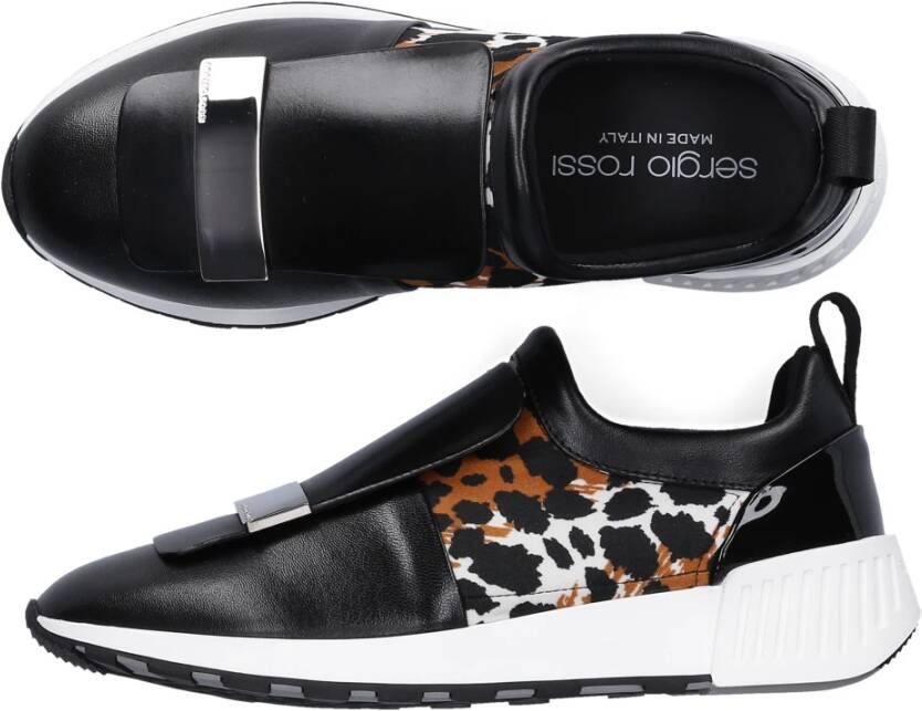 Sergio Rossi Leo Print Running Slip Ons Zwart Dames