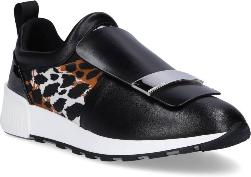 Sergio Rossi Leo Print Running Slip Ons Zwart Dames