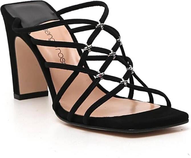 Sergio Rossi Lattice-Strap Hoge Hak Sandalen Zwart Dames