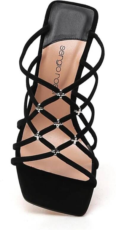 Sergio Rossi Lattice-Strap Hoge Hak Sandalen Zwart Dames