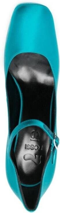 Sergio Rossi Teal Blauw Satijnen Platform Pumps Blue Dames