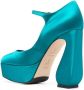 Sergio Rossi Teal Blauw Satijnen Platform Pumps Blue Dames - Thumbnail 4