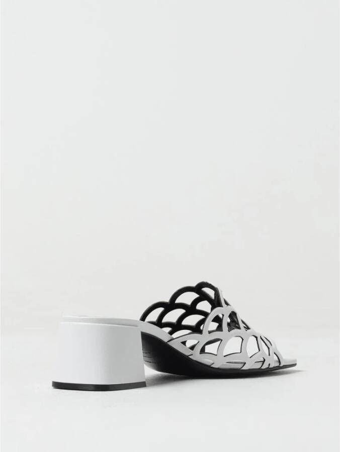 Sergio Rossi Witte leren blokhak sandalen