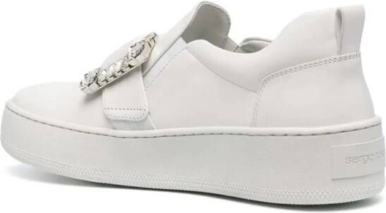 Sergio Rossi Witte Leren Sneakers met Gespdetail
