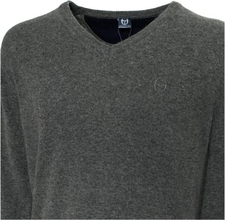Sergio Tacchini V-hals Wollen Trui met Geribbelde Boorden en Zichtbaar Logo