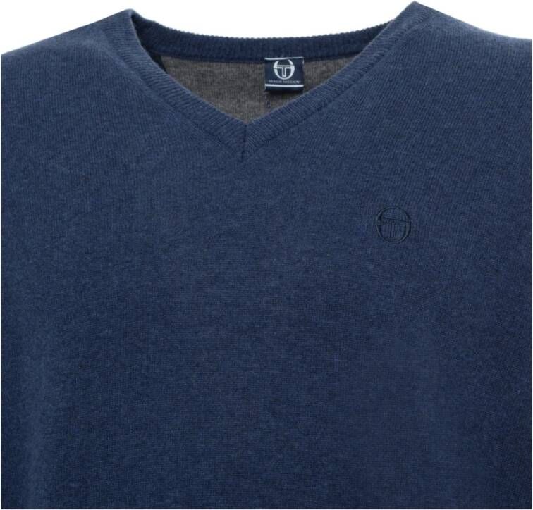 Sergio Tacchini V-hals Wollen Trui met Geribbelde Boorden en Zichtbaar Logo