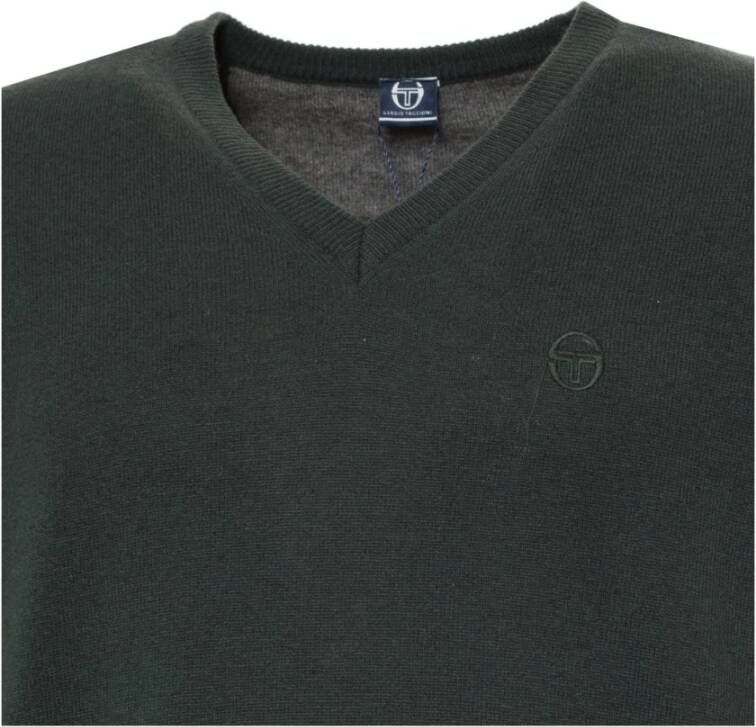 Sergio Tacchini V-hals Wollen Trui met Zichtbaar Logo en Geribbelde Boorden