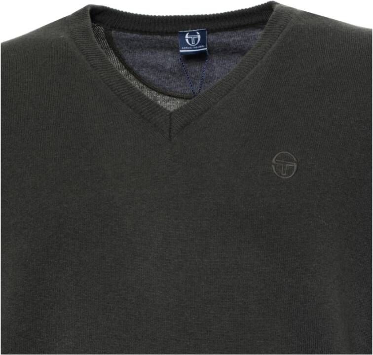 Sergio Tacchini Wollen trui met V-hals en geribbelde boorden
