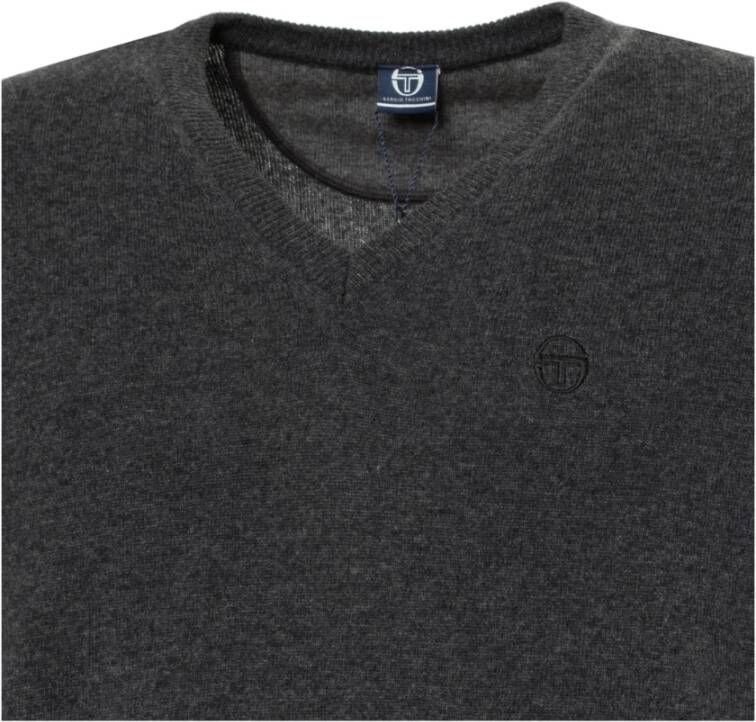 Sergio Tacchini Wollen trui met V-hals geribbelde boorden en logo