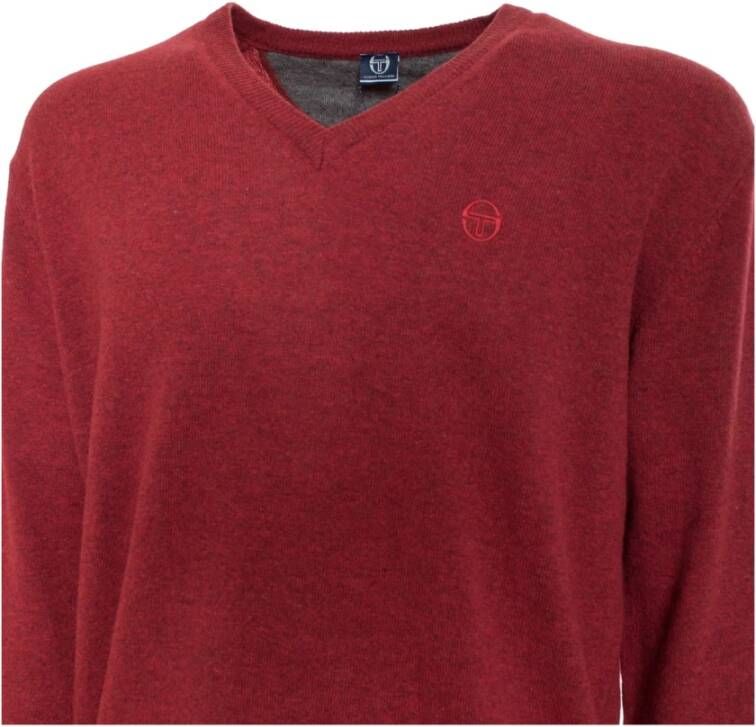 Sergio Tacchini Wollen trui met V-hals geribbelde boorden en zichtbaar logo