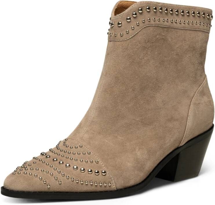 Shoe the Bear Annika Western Stud Suède Laarzen Taupe Beige Dames