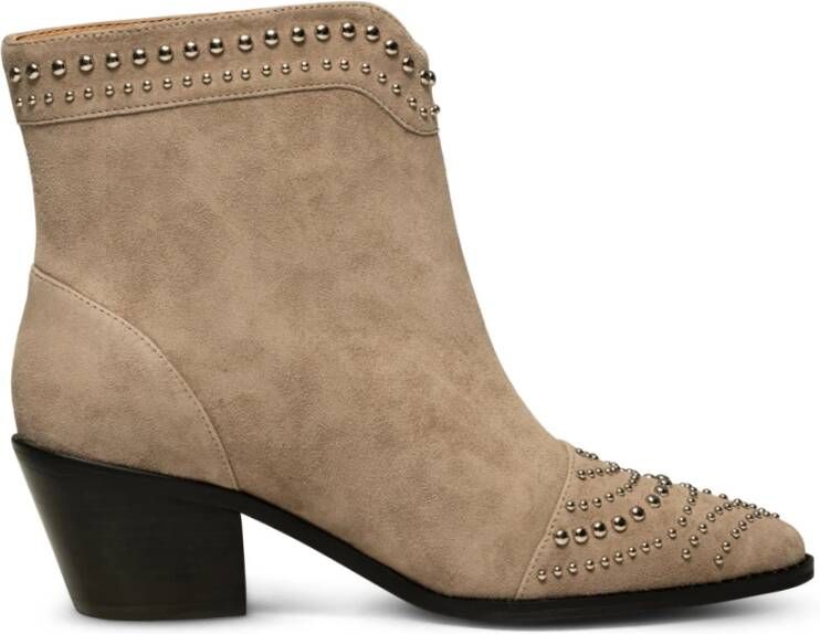 Shoe the Bear Annika Western Stud Suède Laarzen Taupe Beige Dames