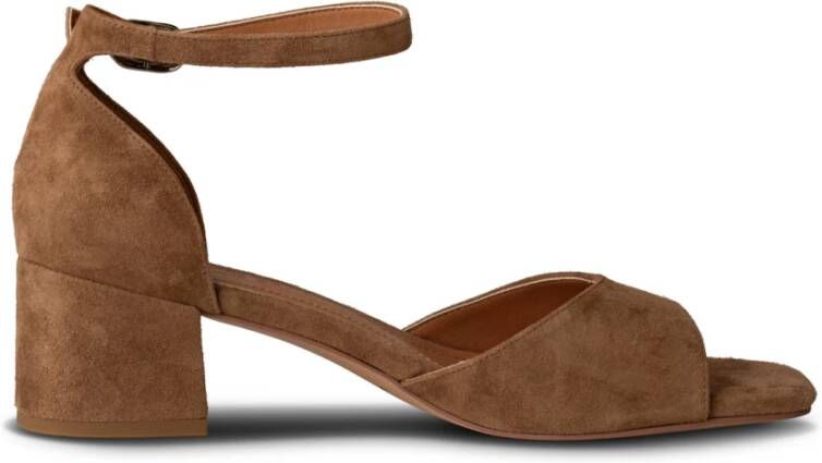 Shoe the Bear Blokhak Suède Sandaal Brown Dames