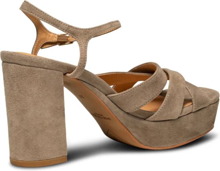 Shoe the Bear Chunky Hak Nova Strap Suède Taupe Beige Dames