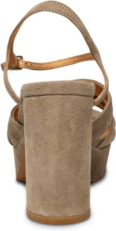 Shoe the Bear Chunky Hak Nova Strap Suède Taupe Beige Dames