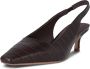 Shoe the Bear Croco Leren Slingback Hak Chocolade Brown Dames - Thumbnail 4
